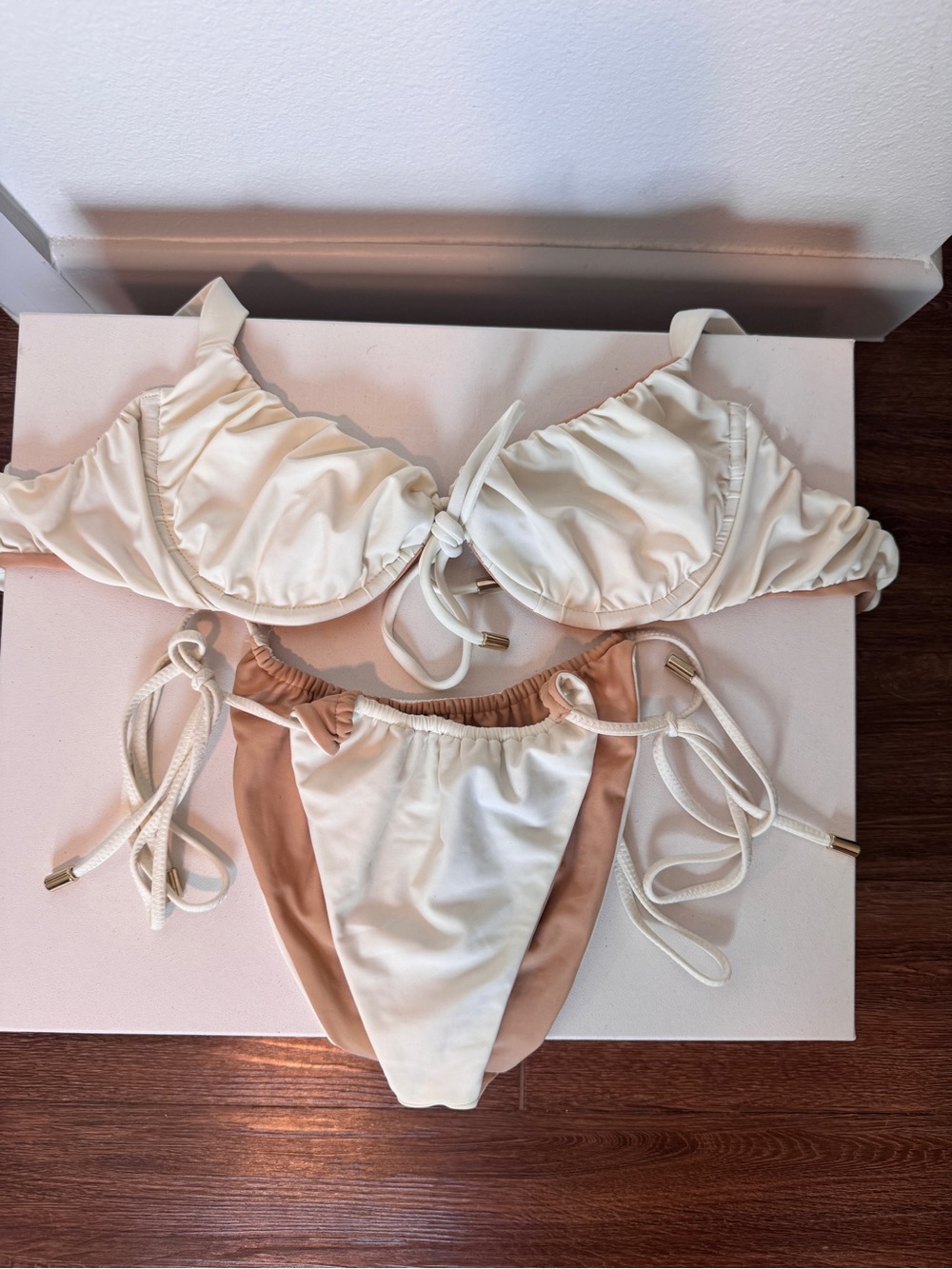 Women’s Two-Piece Cream and Tan Bikini Set